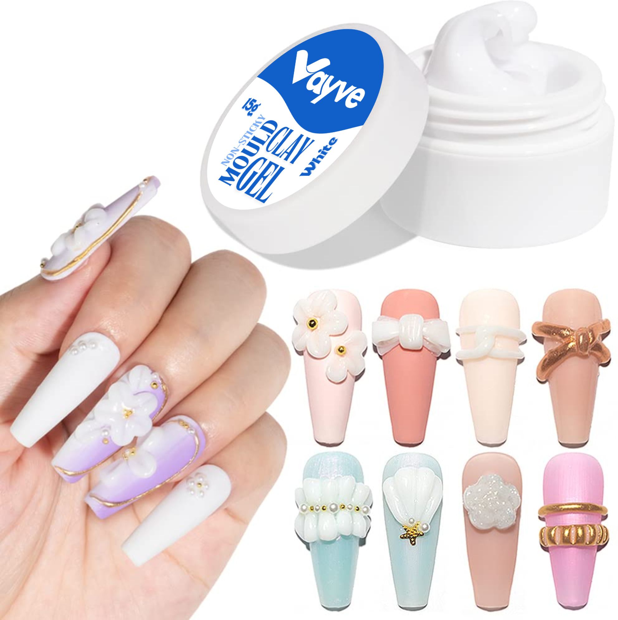 3D Moulding Nail Art Clay Gel White - Create Stunning Nail Extensions & Patterns-image-15