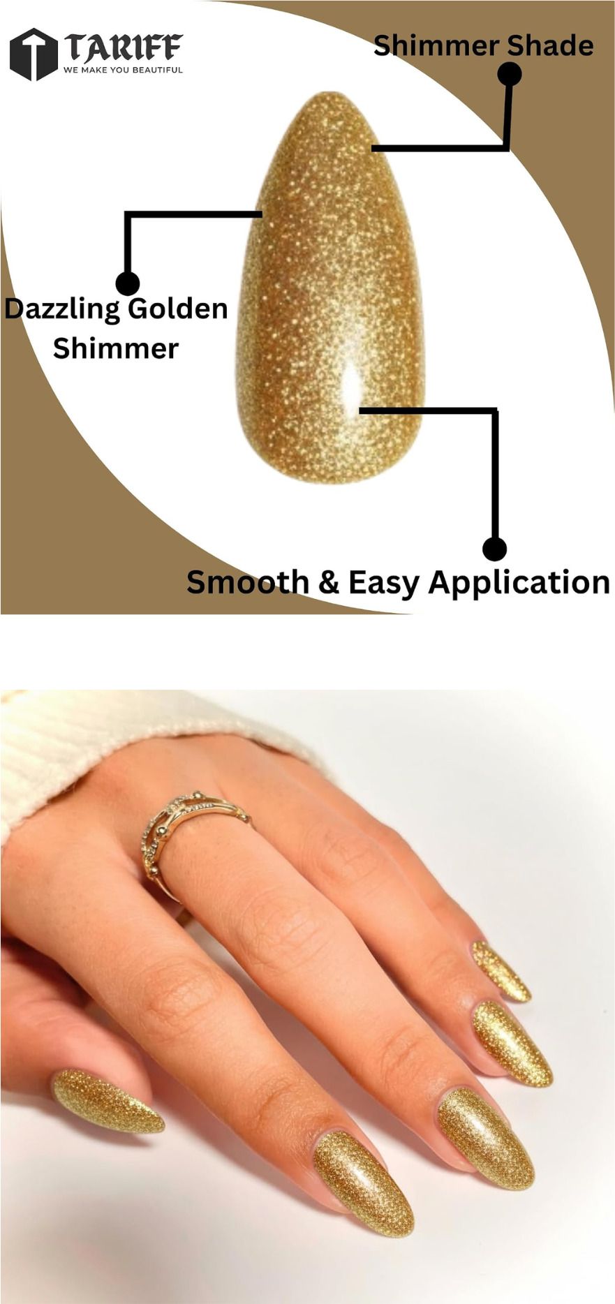 Gold Glitter Nail Polish 8 ml Long Lasting Quick Dry High Shine Finish-image-36
