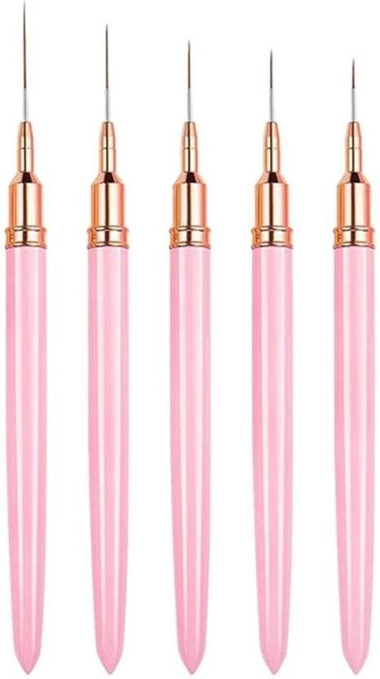 Nail Art Brushes, 5Pcs Super Fine Strip Brush Set for Long Line Thin Drawing-image-37
