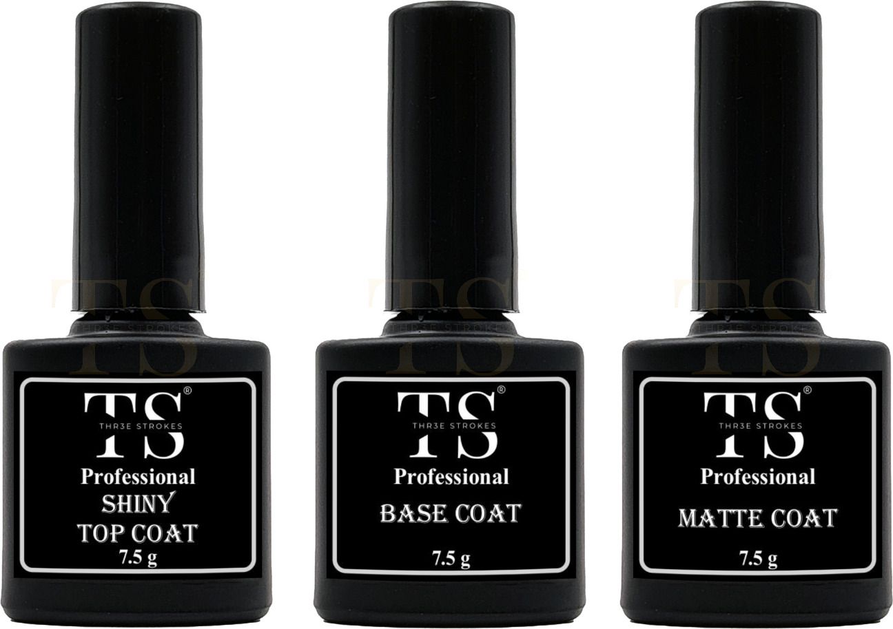 thr3e strokes Gel Polish Top and Base No Wipe Matte Coat 3 Pcs Nail Set Clear-picture-16