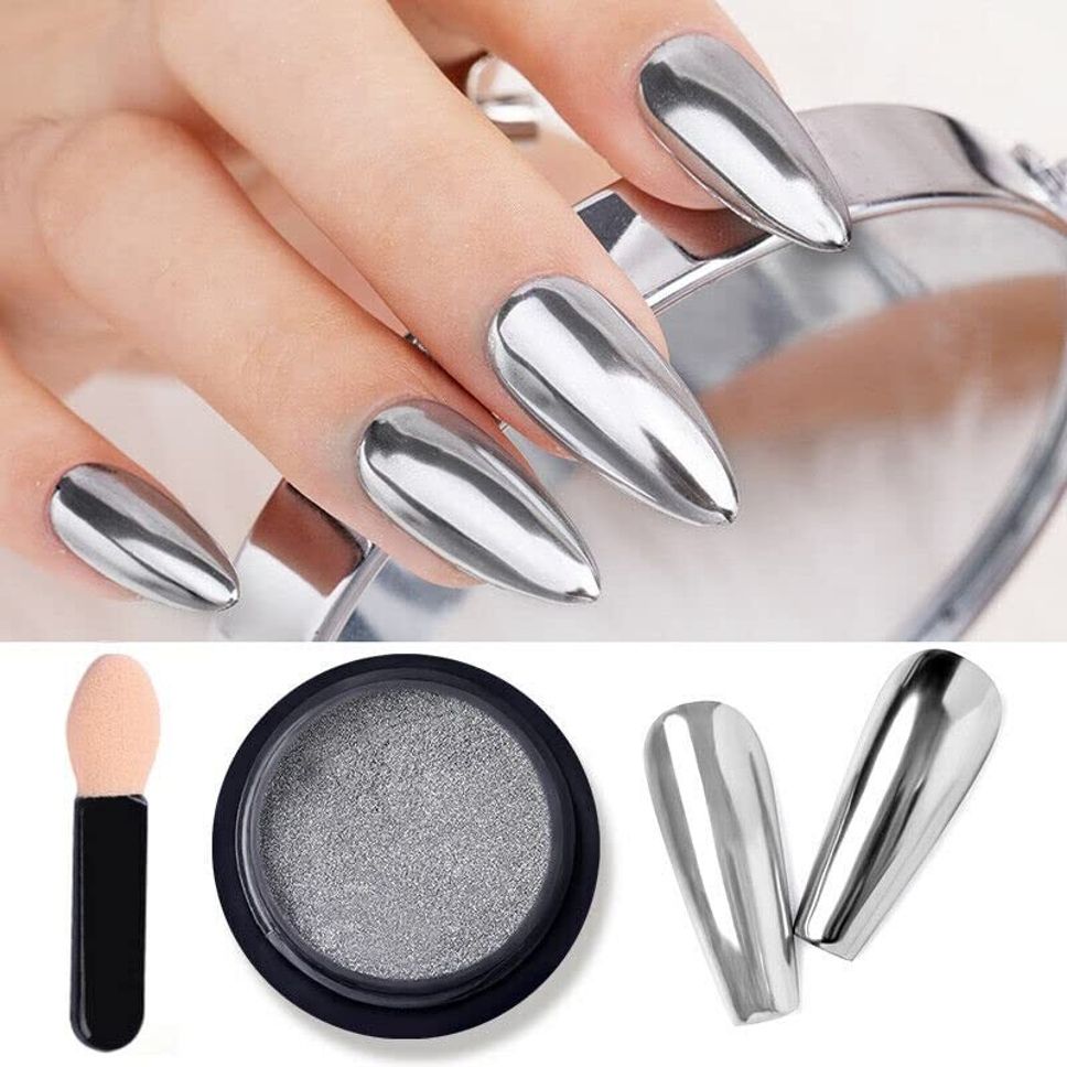 cypat Holographic Nail Powder for Nails Silver Unicorn Mirror Effect Glitter D-picture-7