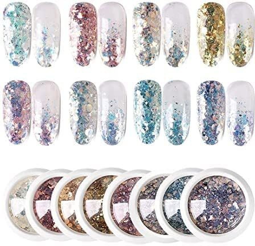 urban box 8Pcs DIY Nail Art Gradient Glitter Hexagon Shape For Nail Art Decorations-picture-43