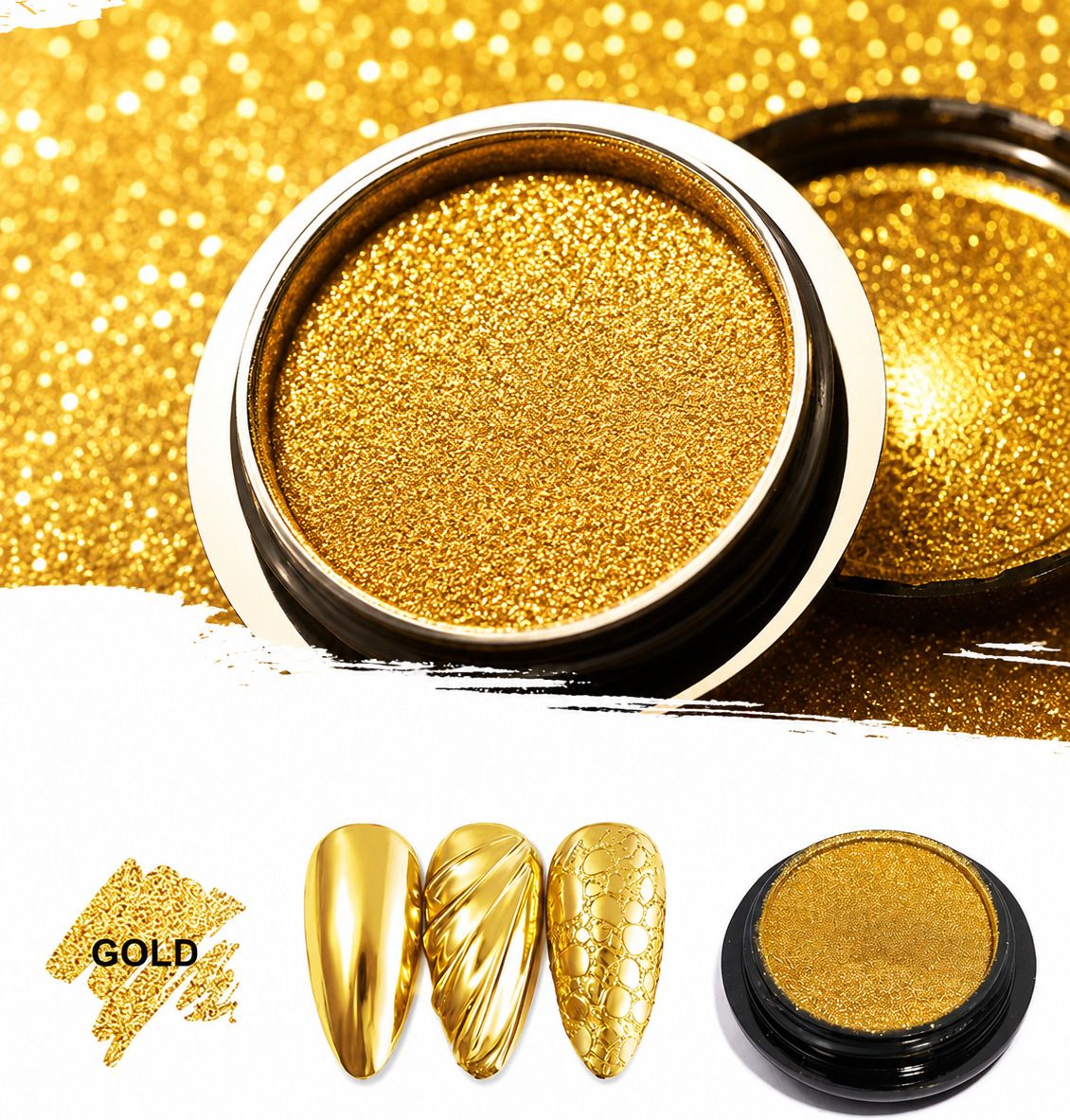 cypat Holographic Nail Powder for Nails Golden Unicorn Mirror Effect Glitter J-picture-2