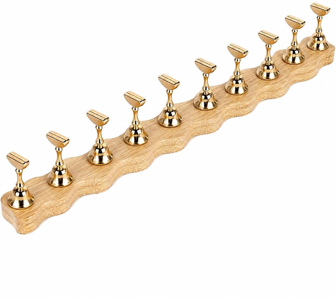 10 Pcs Magnetic Nail Holder Stand with Wooden Base, Gold Nail Display-image-39