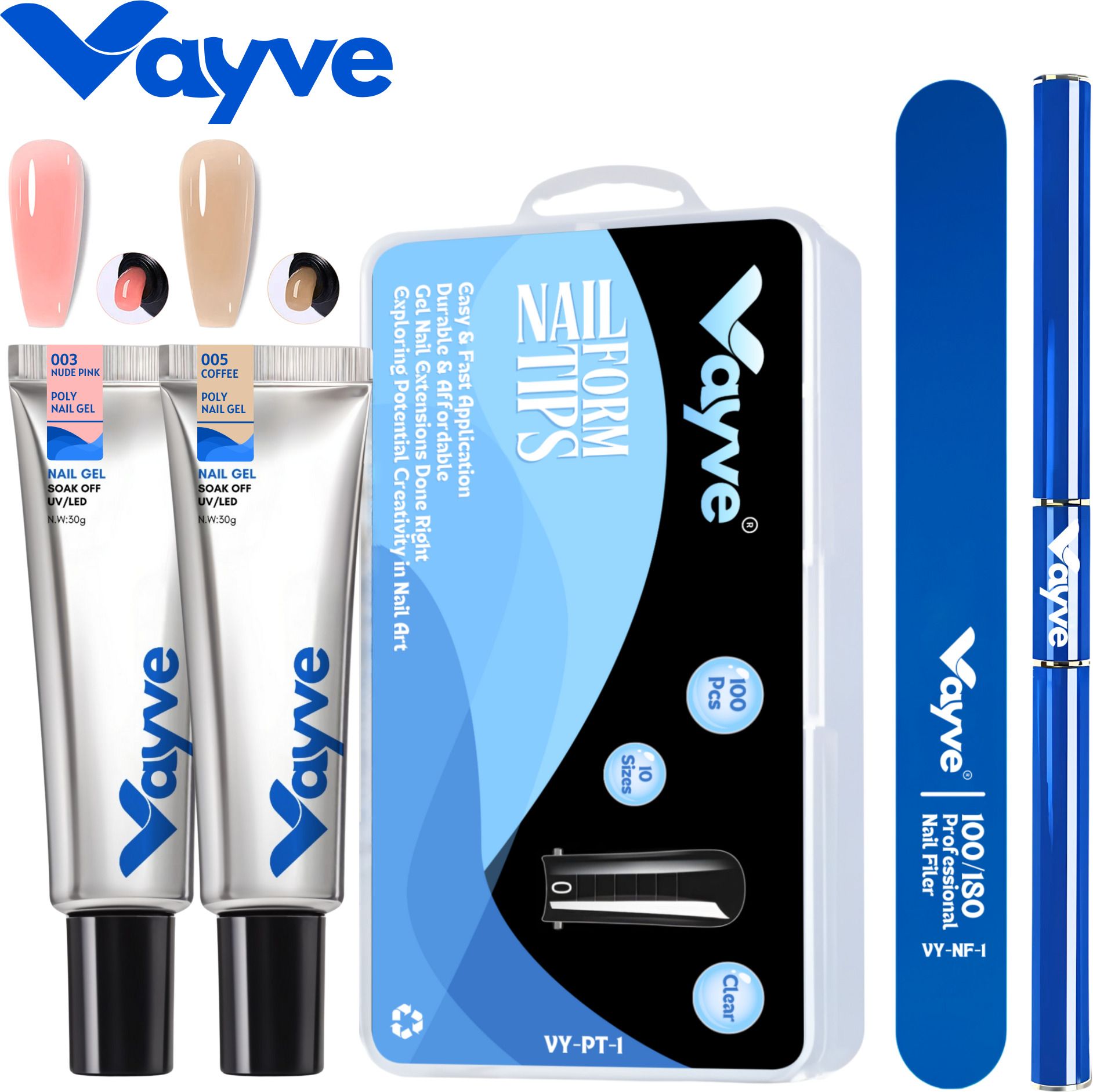 vayve Polygel Nail Extension Kit 2 Poly Gel Nail Art Kit DIY Gel Nail Art Set - Nude Pink and Coffee-picture-23