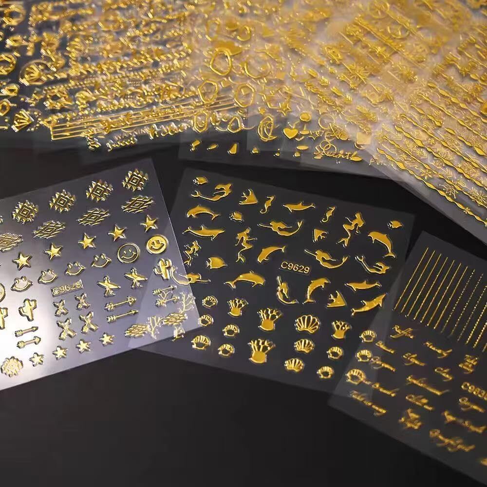 puedo 24 Sheets 3d Golden Nail Art Stickers-picture-12