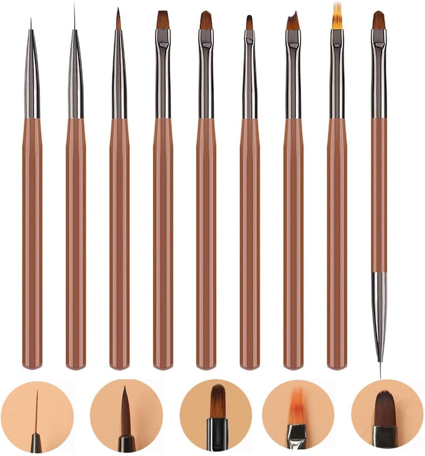 kaurgeous 9 pcs Nail Art Brush Set, Builder Painting Design Detail Drawing Brushes-picture-19