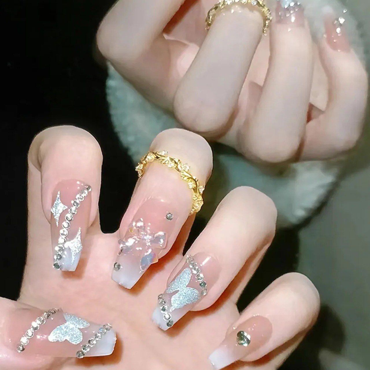 False Nails with Glue Stickers,Coffin Full Cover Acrylic Nails Press on Nails-image-27