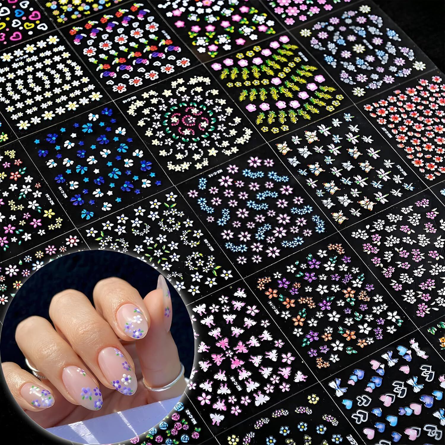 Mini Flower Nail Art Stickers 20 Sheet-image-7