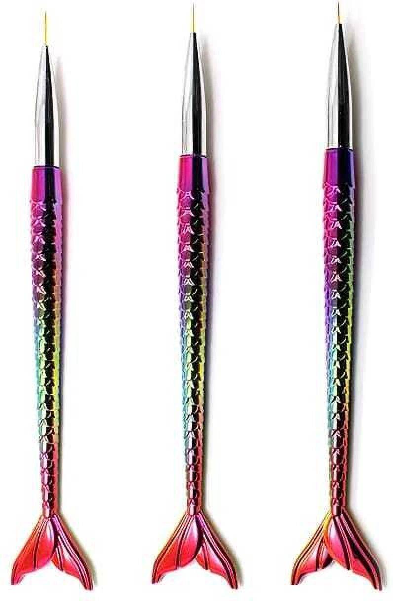 3Pcs/Set Nail Art Detail Brush Set Fine Line Painting Pens With Mermaid Color-image-35