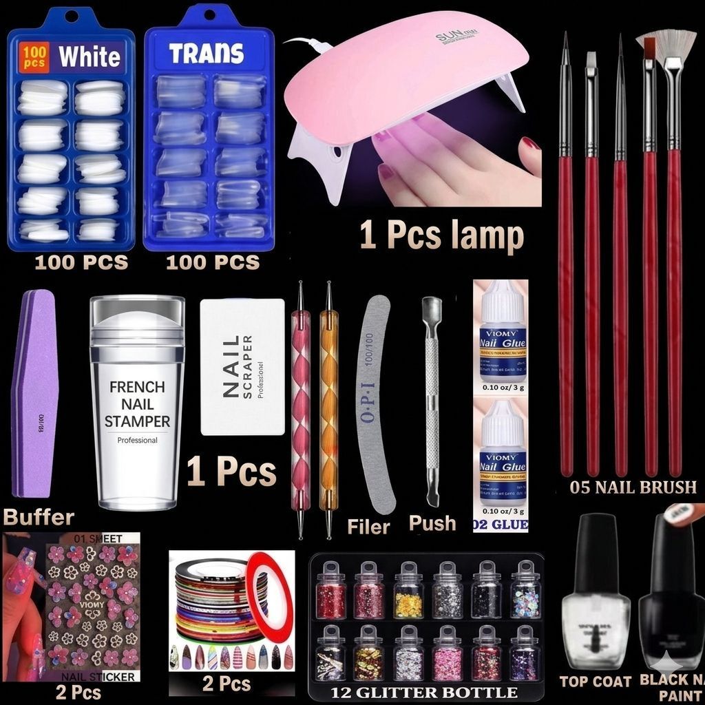 urbangenric Ultimate Nail Art Kit with 200 Nail Tips and UV Lamp-picture-26