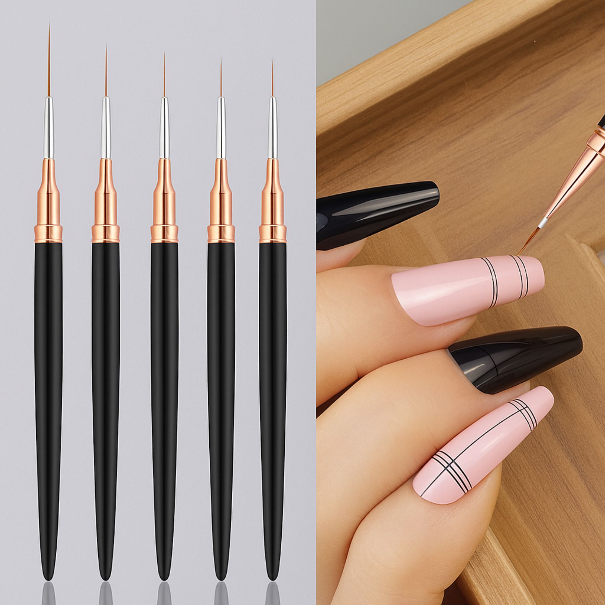 5 Nail Design Art Pen & Liner Brush Set - Fine Drawing, nail art for women-image-38