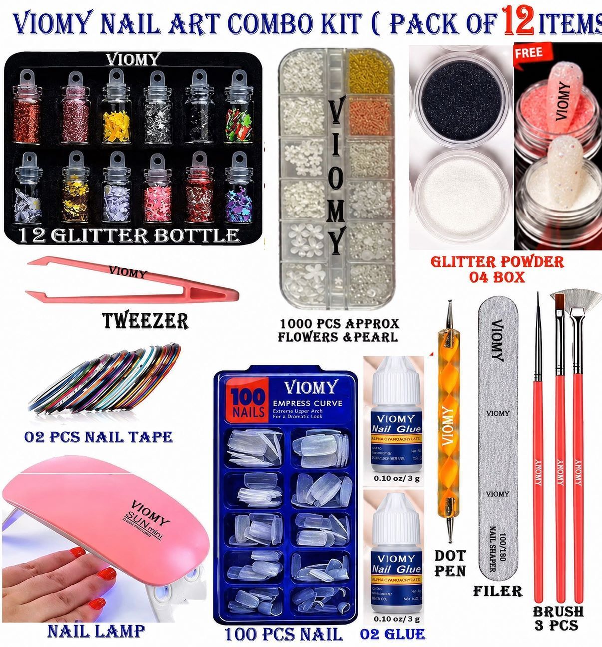 Professional Nail Art Accessories Combo Kit - Pack Of 12-image-27