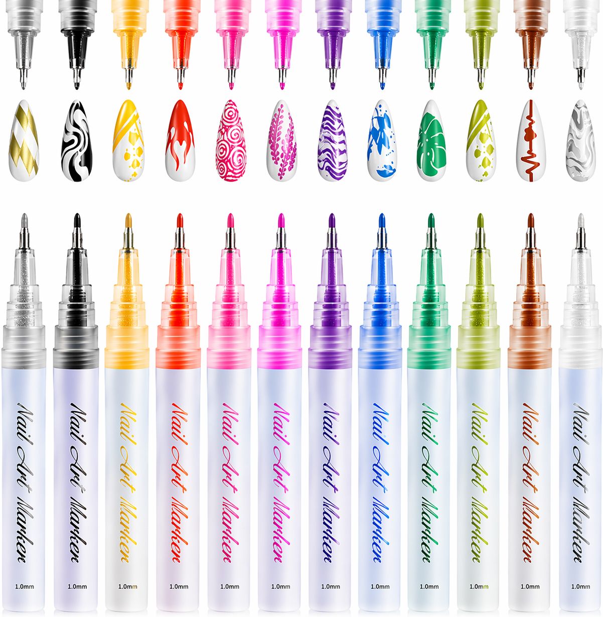 Nail Art Marker Pen Kit 12 Colors for Women Girls DIY Nail Decoration-image-37