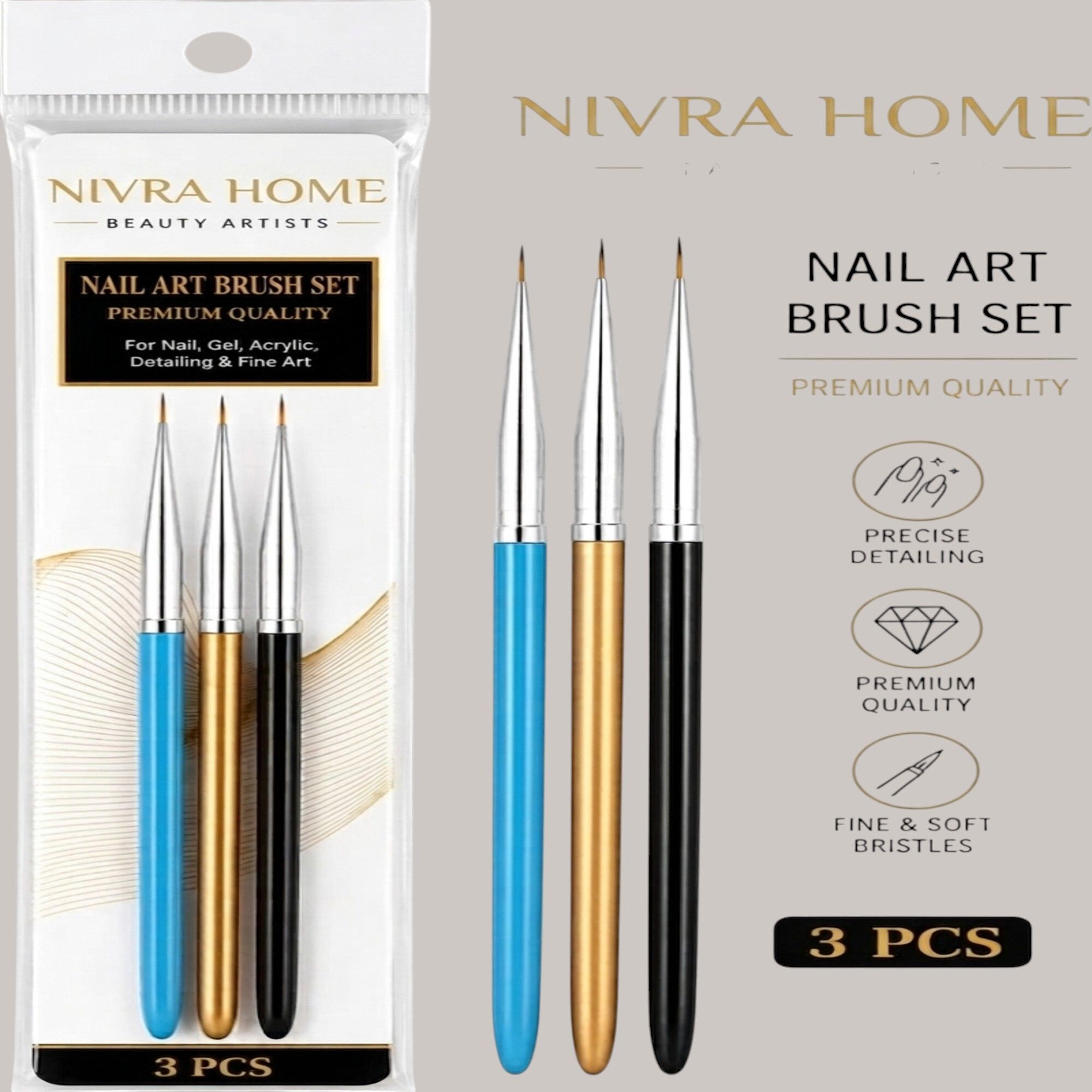 Nail Art Brush Set with Fine Soft Bristles for Nail Painting-image-19