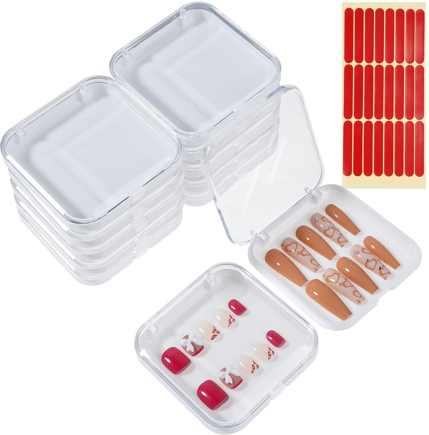 10 Packs Press On Nails Storage Boxes, Fake Nails Packing Nail Display Box-image-22