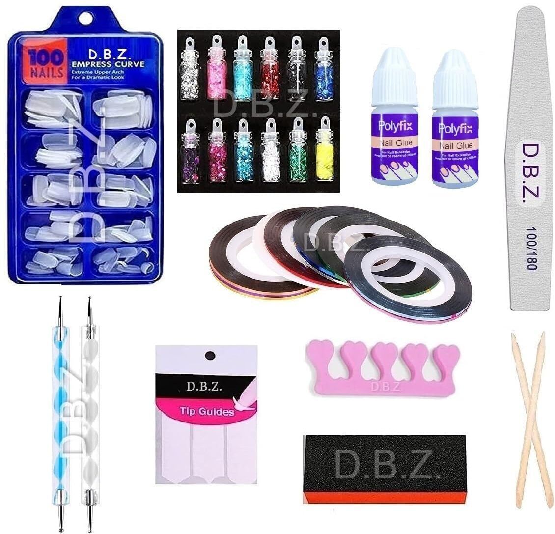Nail Art Kit 12 Glitter Stones Bottles,100 Nails, 5 Nail Tapes, 1 Wheel-image-41