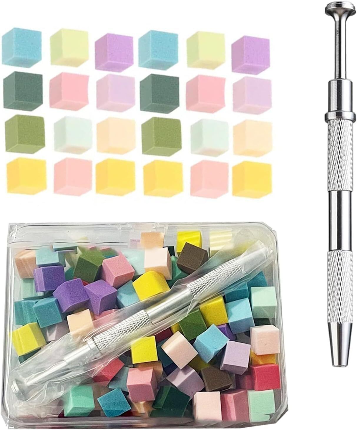 50pcs Nail Art Sponge Set with 4-Claw Metal Grabber, Easy for Ombre Nail art