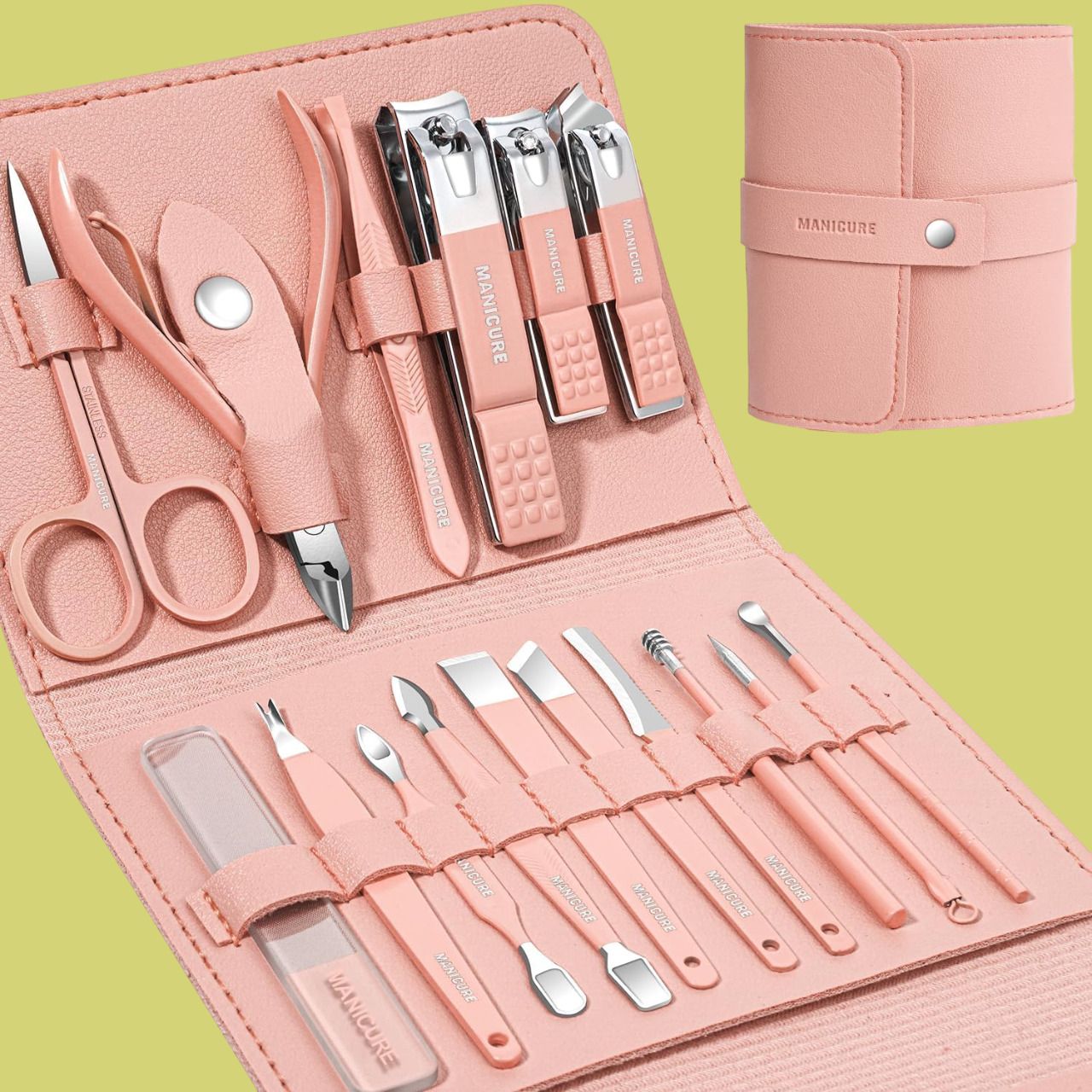 16 in 1 Stainless Steel Manicure and Pedicure Tools Kits set (Set of 16)H