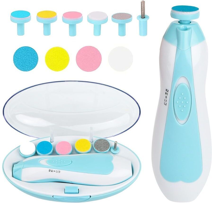 comfortinglives Baby Nail Cutter Trimmer Electric Nail Kit with LED Light 6 Grinding Heads-picture-4