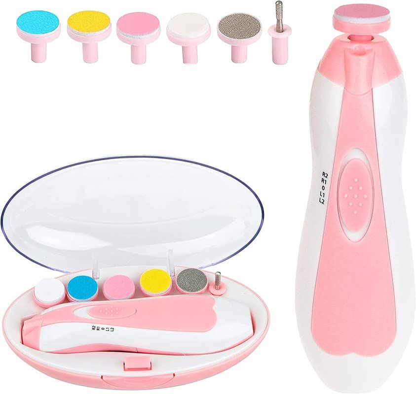 Baby Nail Trimmer Kit File for Kids Safe Electric Baby Nail Cutter Clippers Pink