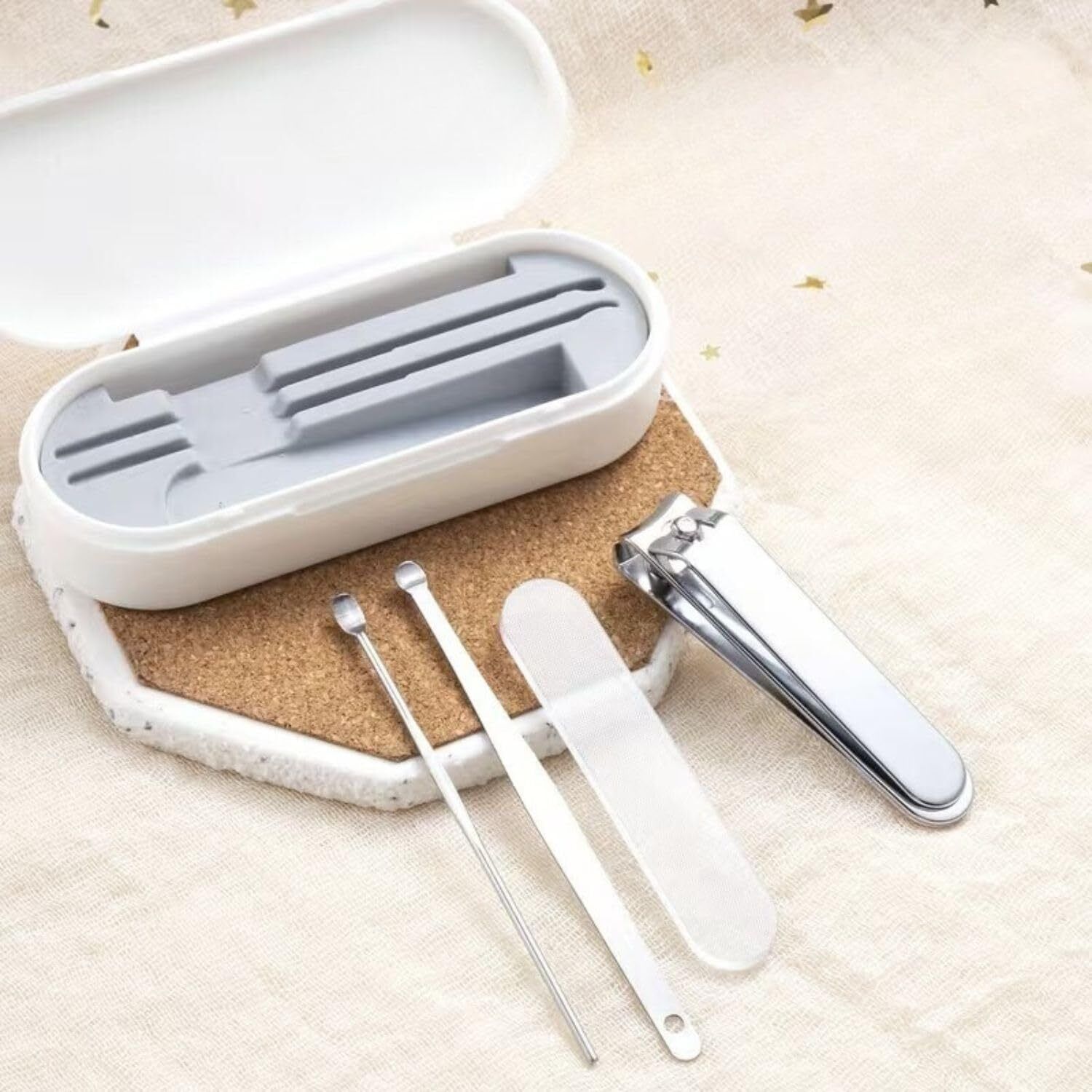 4 in 1 Manicure Pedicure Set Nail Cutter Ear Pick Travel Grooming Kit (Set of 4)-image-2