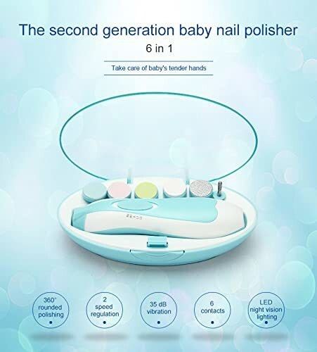 vrtrend New Baby Nail File Electric,Baby Nail Trimmer with 6 Grinding Heads Safe (Bule1)-picture-6