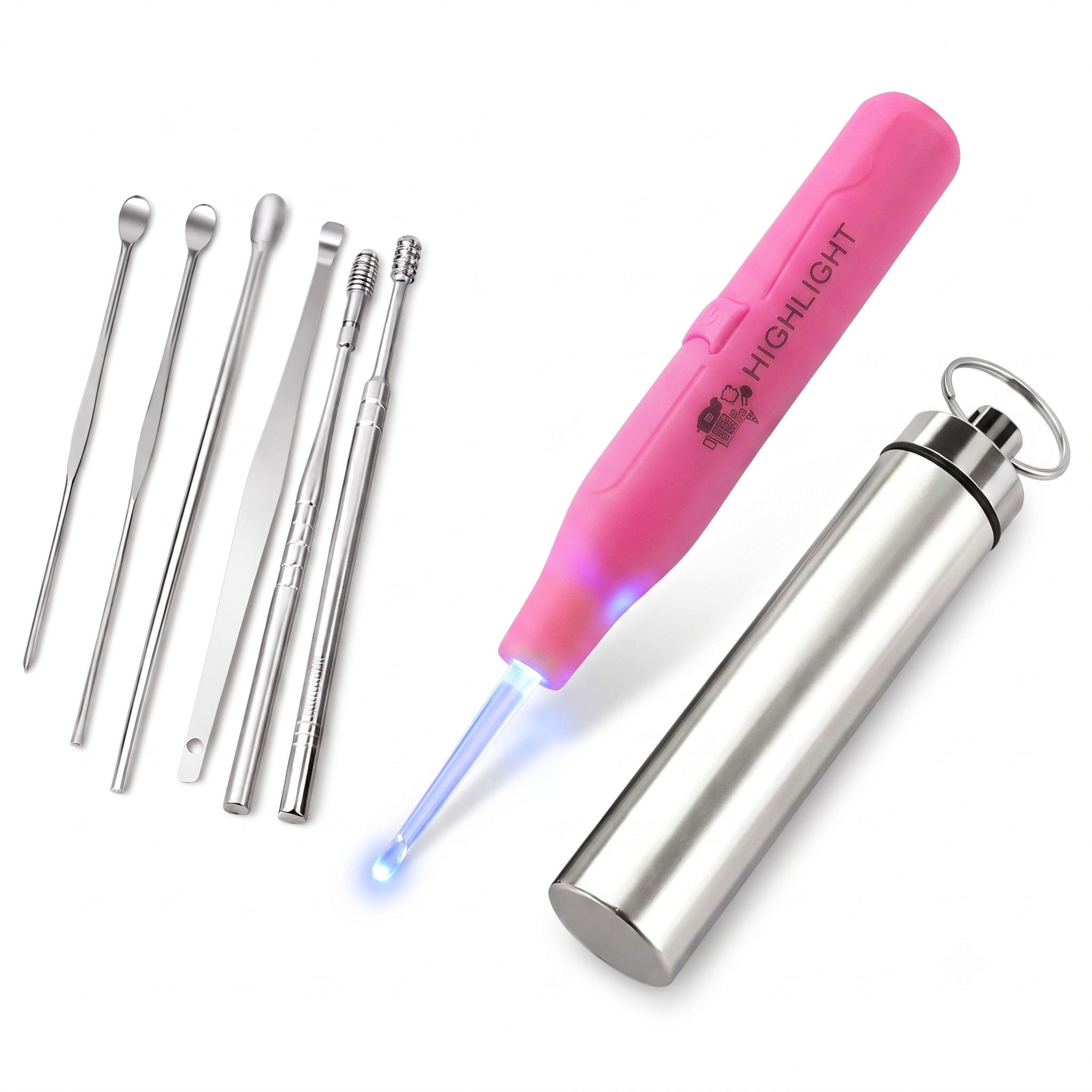 rerat LED Ear Wax Removal Kit | Stainless Steel Earpick Cleaner & Light Tool-picture-30