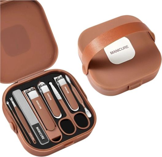 Stainless Steel Manicure Pedicure Grooming Nail Cutter Set with Storage Case-image-29