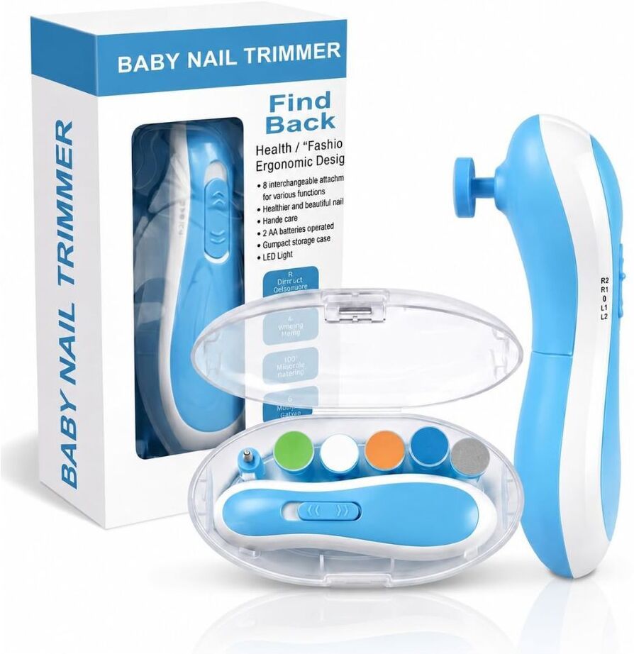 comfortinglives Newborn Baby Nail Cutter Electric Nail Trimmer with 6 Grinding Heads-picture-7
