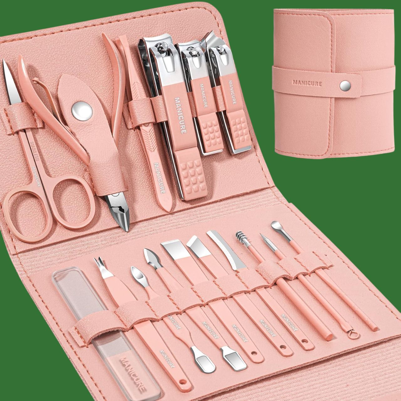 aiipithad 16 in 1 Stainless Steel Manicure and Pedicure Tools Kits set (Set of 16)D.-picture-20