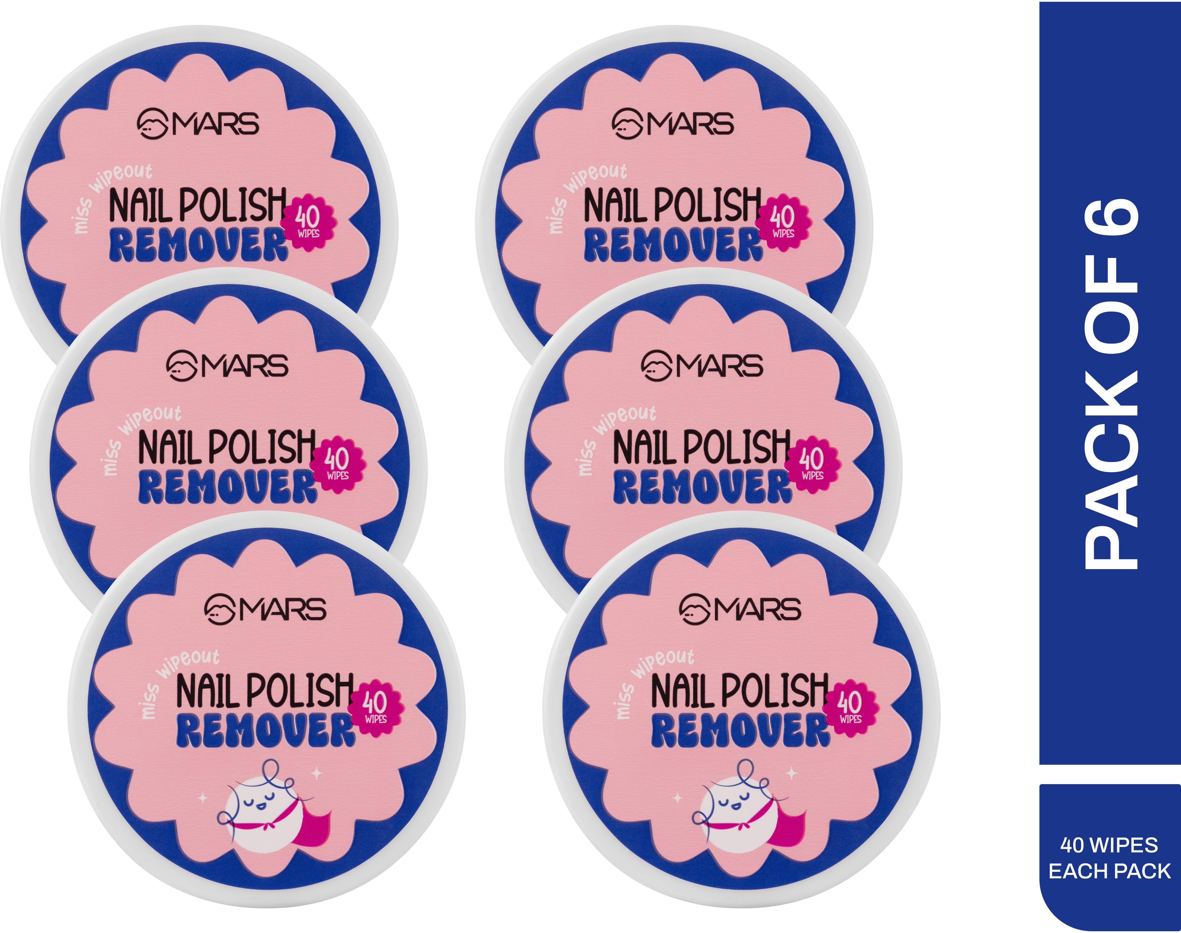 mars Miss Wipe Out Nail Polish Remover Wipes (40 Wipes Each)(Pack of 6)-picture-16