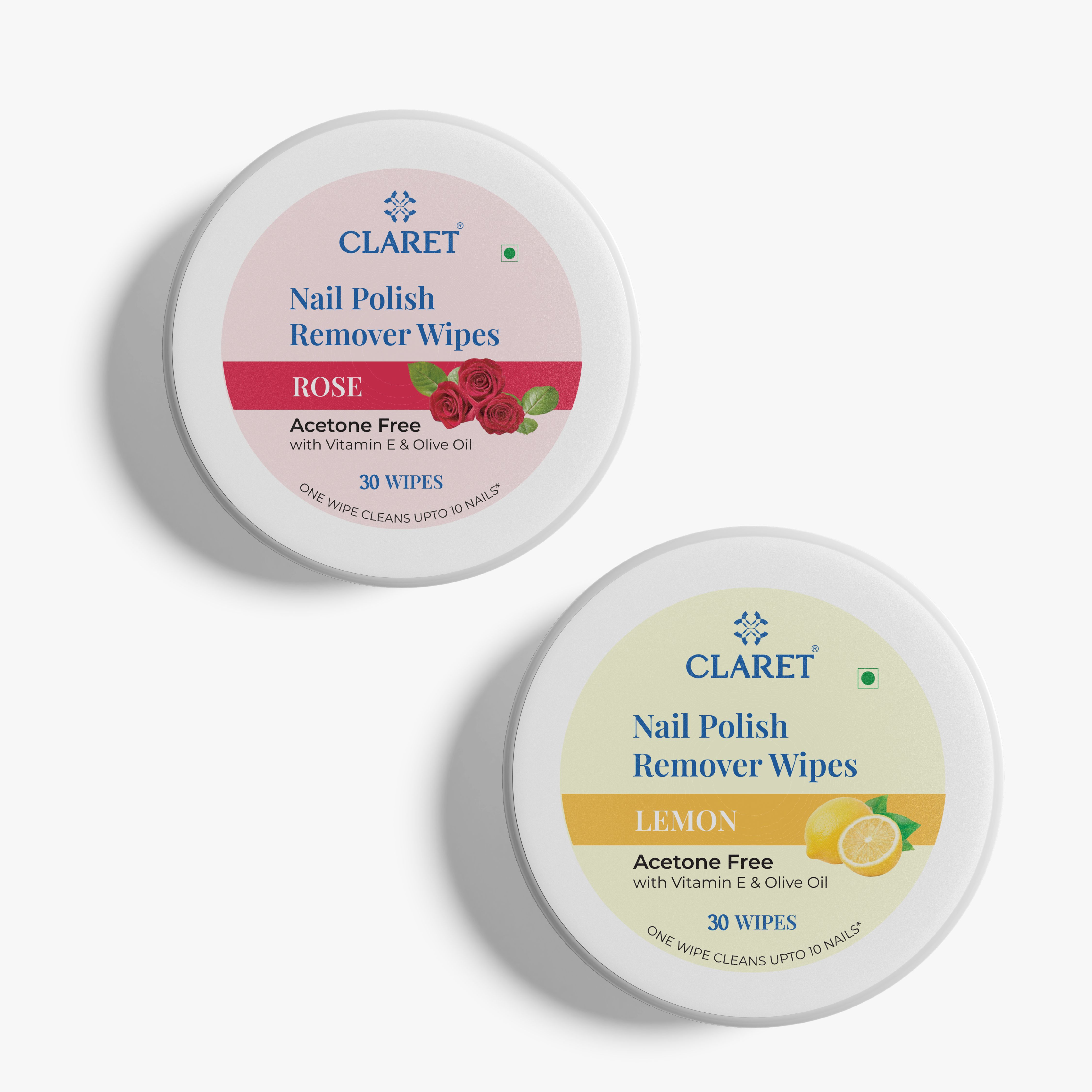 claret Nail Polish Remover Wipes Combo - Lemon & Rose | Pack of 2 - 30 Wipes Each-picture-10