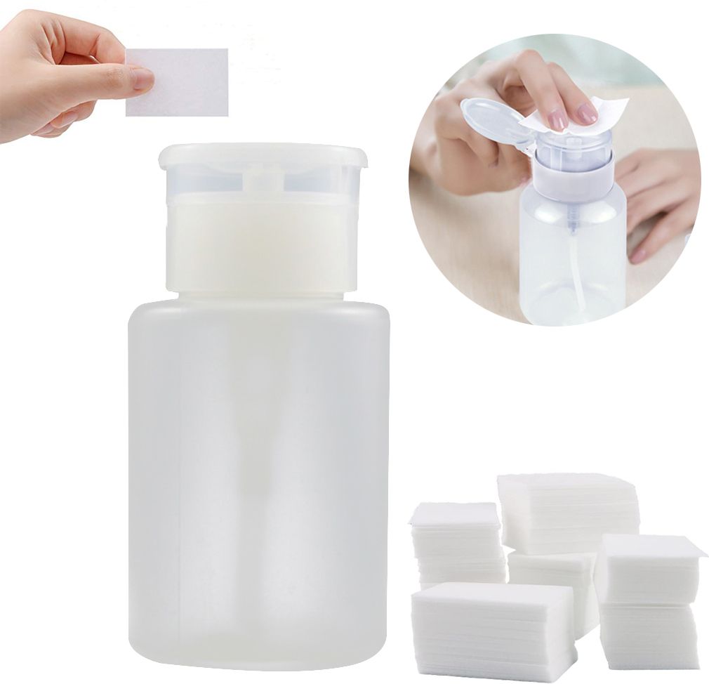 Nail Wipes Cotton Pads 1000 PC With 1PCS Push Down Pump Dispenser Empty Bottle-image-42