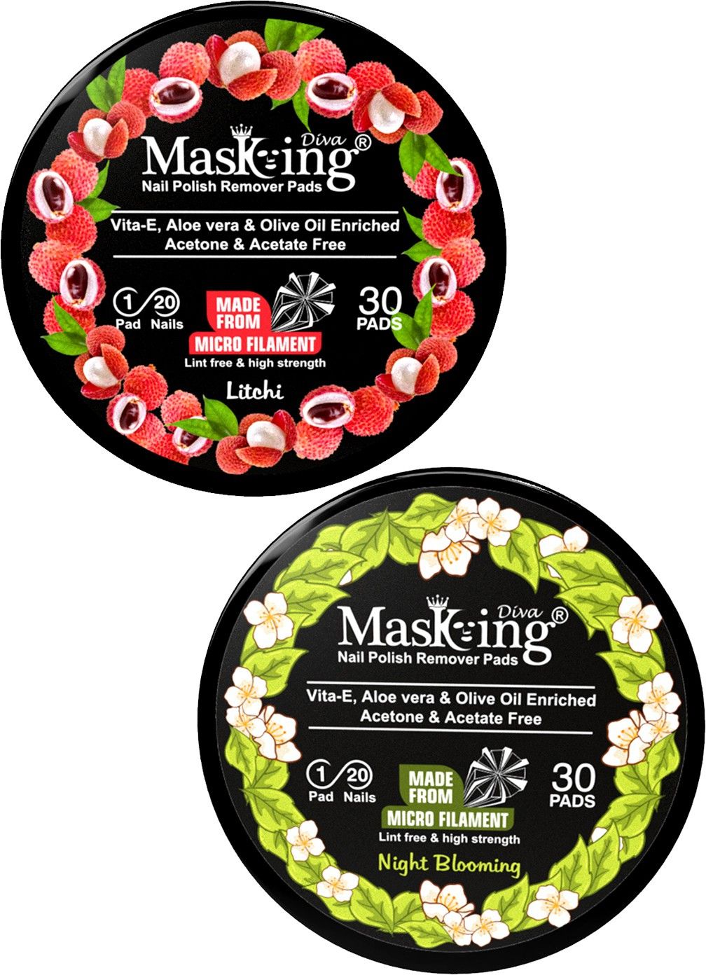 Nail Polish Remover Wipe Tissue Wet Round Pads (Litchi and Night Blooming) Pack of 02-image-30