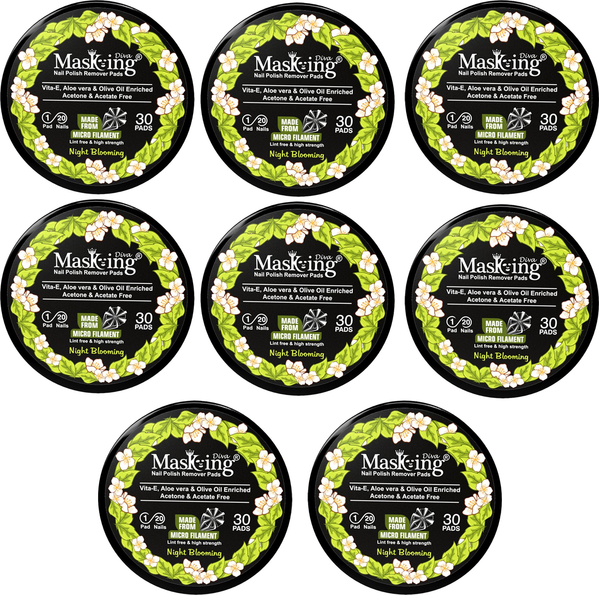 Nail Polish Remover Wipe Tissue Wet Round Pads (Night-blooming) Pack of 08-image-6