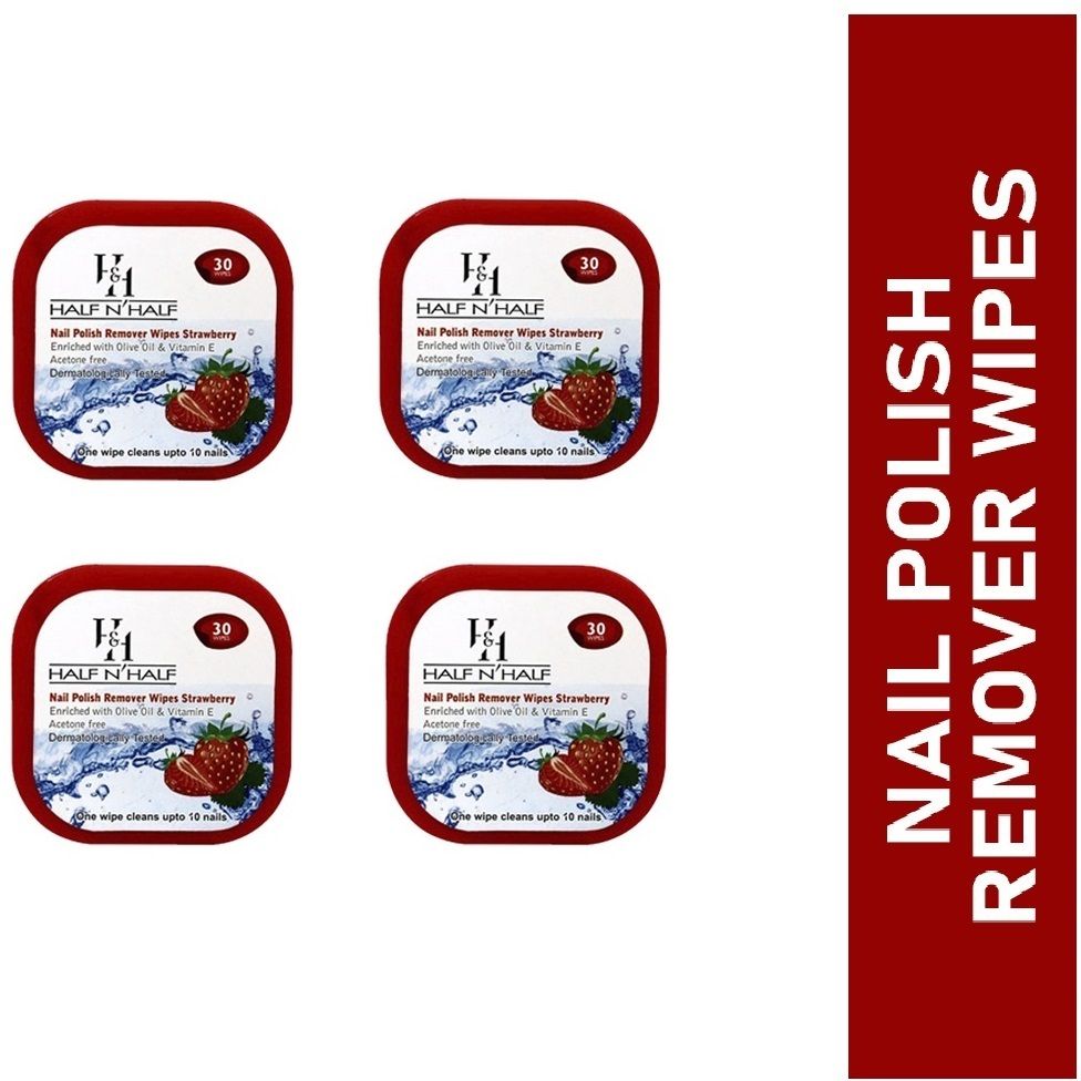 half n half Nail Polish Remover Wipes, Pack of 4 (120wipes)-picture-45
