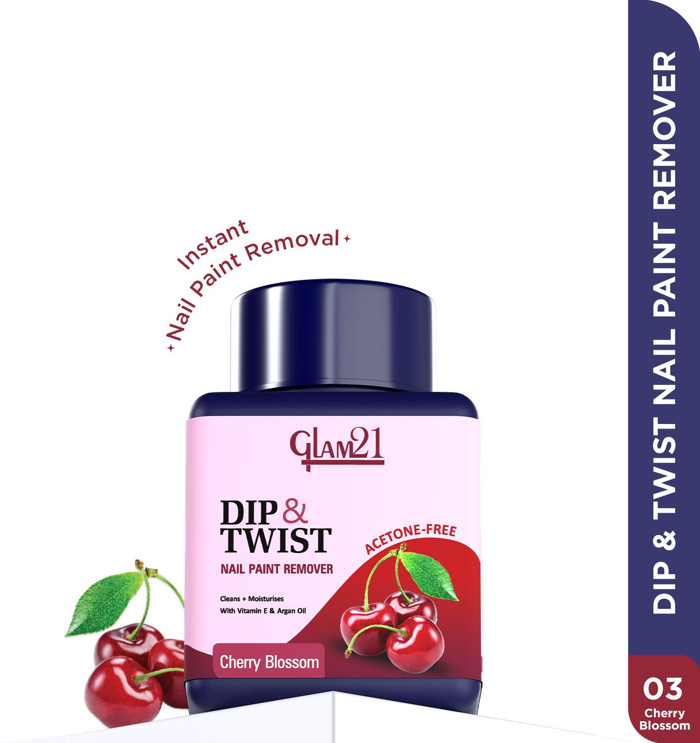 Dip & Twist Nail Polish Remover| Enriched With Argon Oil & Vit E-Cherry Blossom-image-10