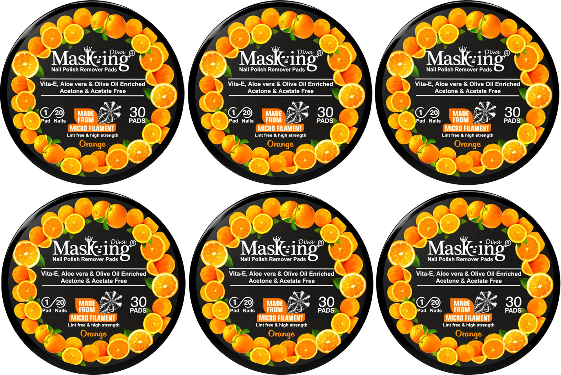 Nail Polish Remover Wipe Tissue Wet Round Pads (Orange) Pack of 06-image-5
