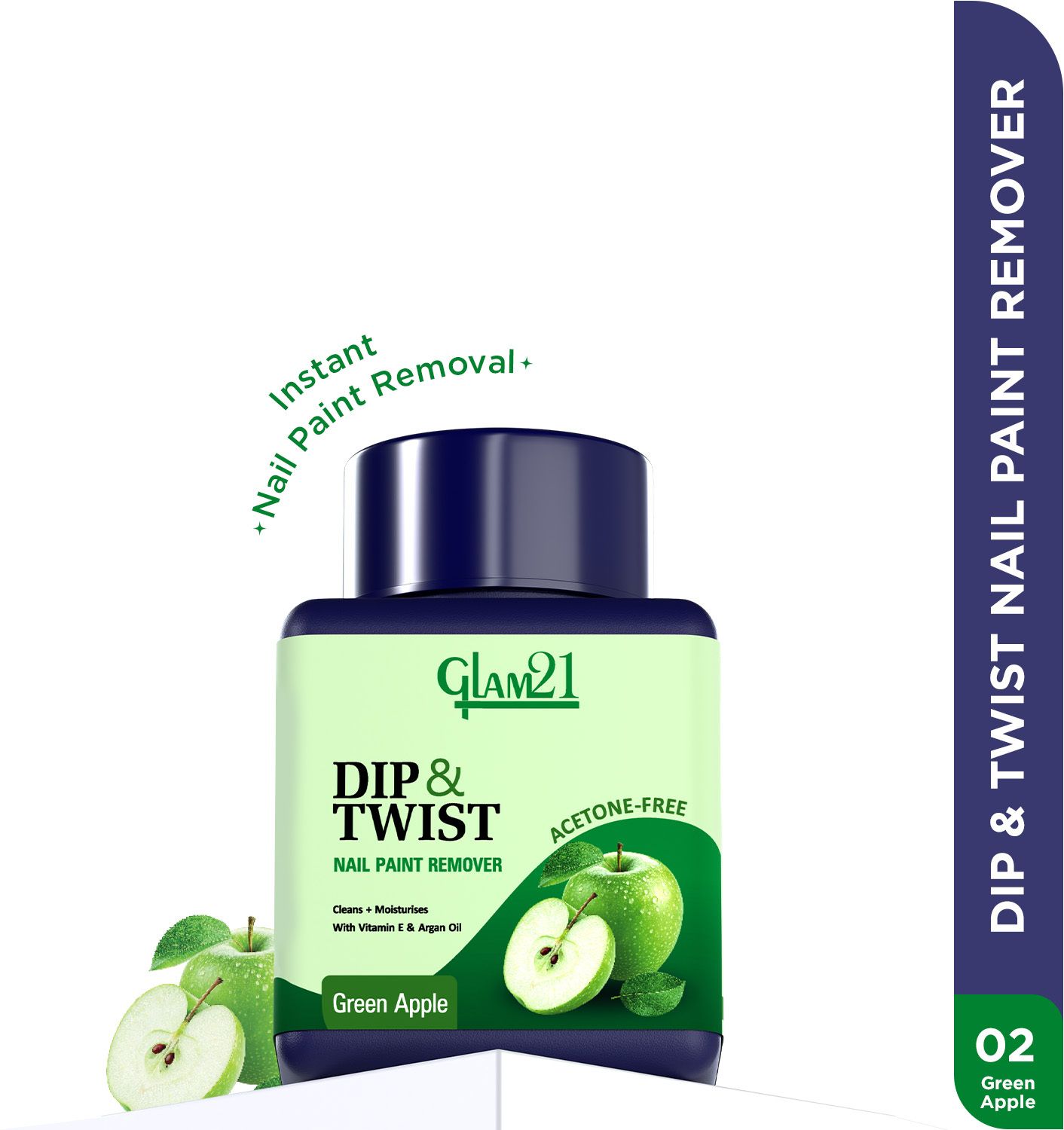 Dip & Twist Nail Polish Remover| Enriched With Argon Oil & Vit E- Green Apple-image-48