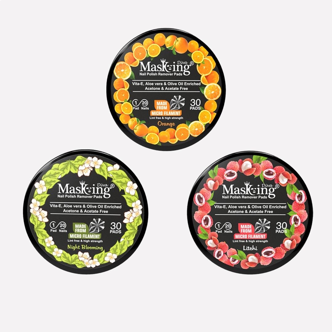masking Nail Polish Remover Wipes pads Pack of 3 with Orange, Litchi & Bloom Extracts-picture-44