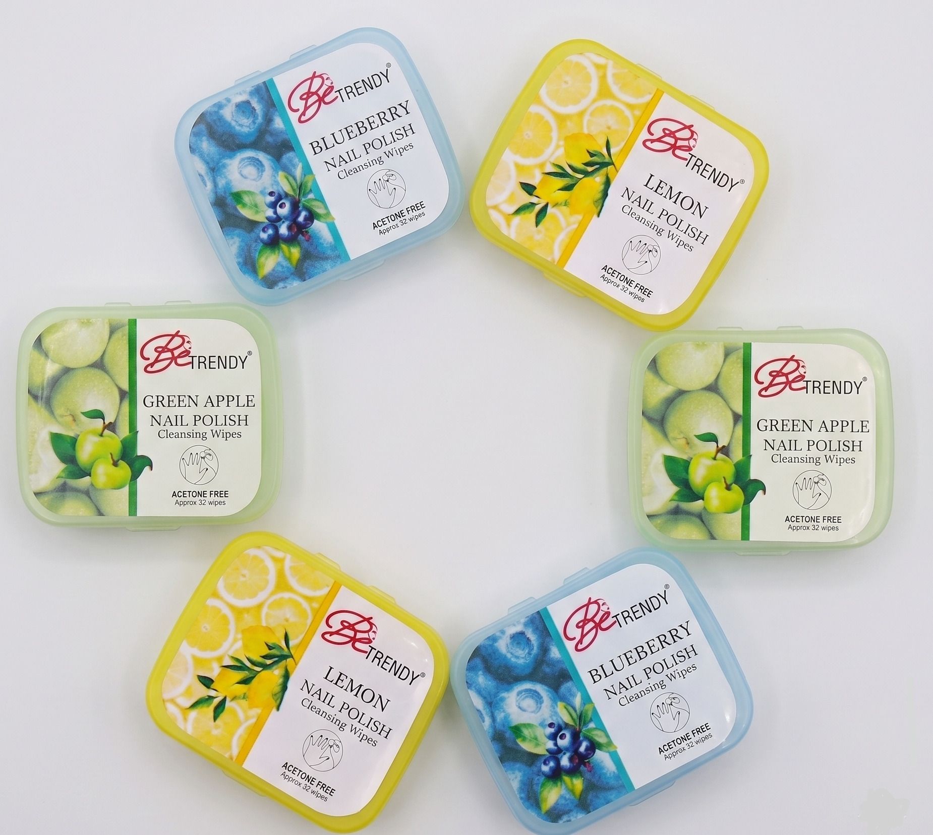 Nail Polish Remover Wipes Pack of 6, Acetone-Free & Moisturizing Nail Wipes