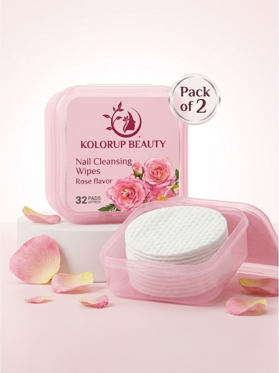 Set Of 2 Nail Cleansing Wipes Rose and Strawberry Flavour-32 Pads Each-image-43