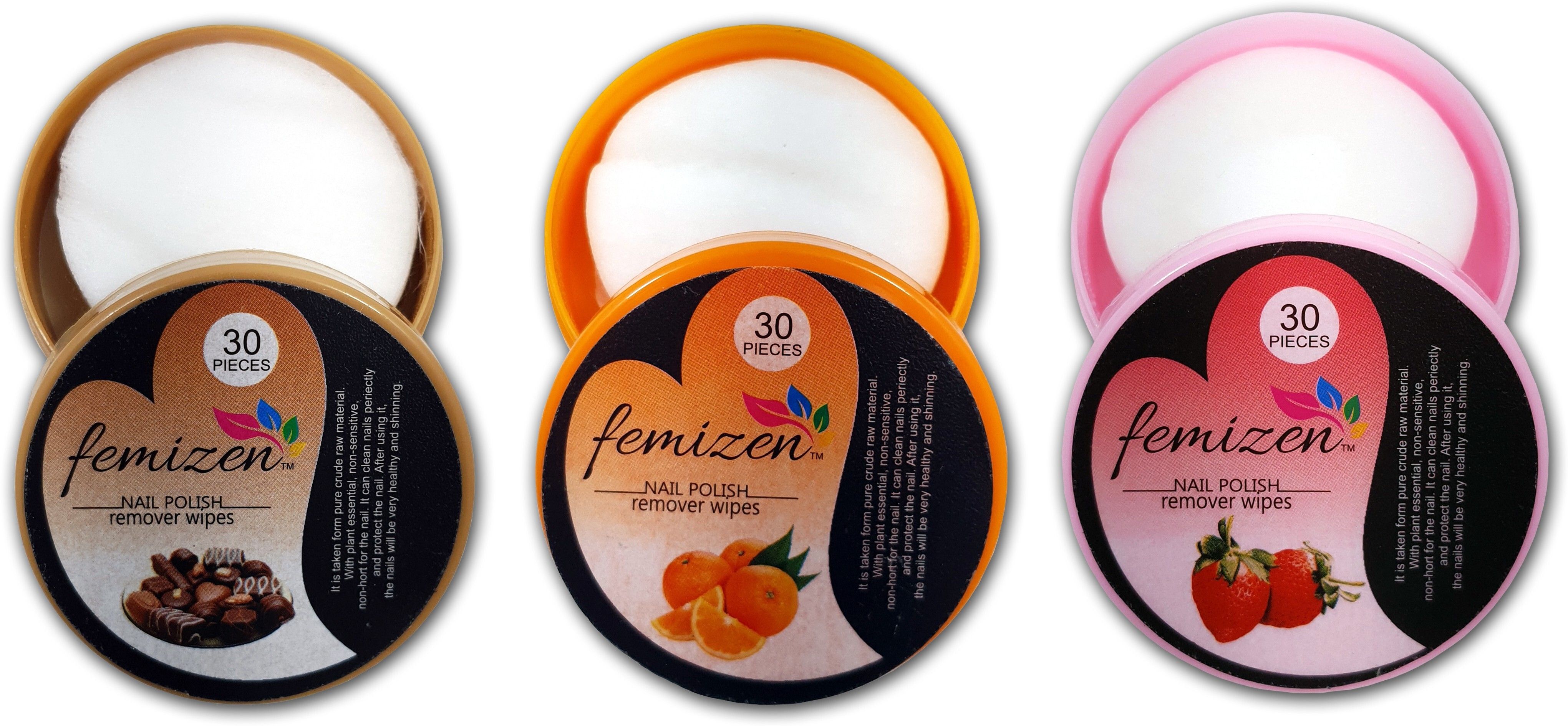 femista NAIL POLISH REMOVER CHOCOLATE, ORANGE & STRAWBERRY WIPES-picture-33