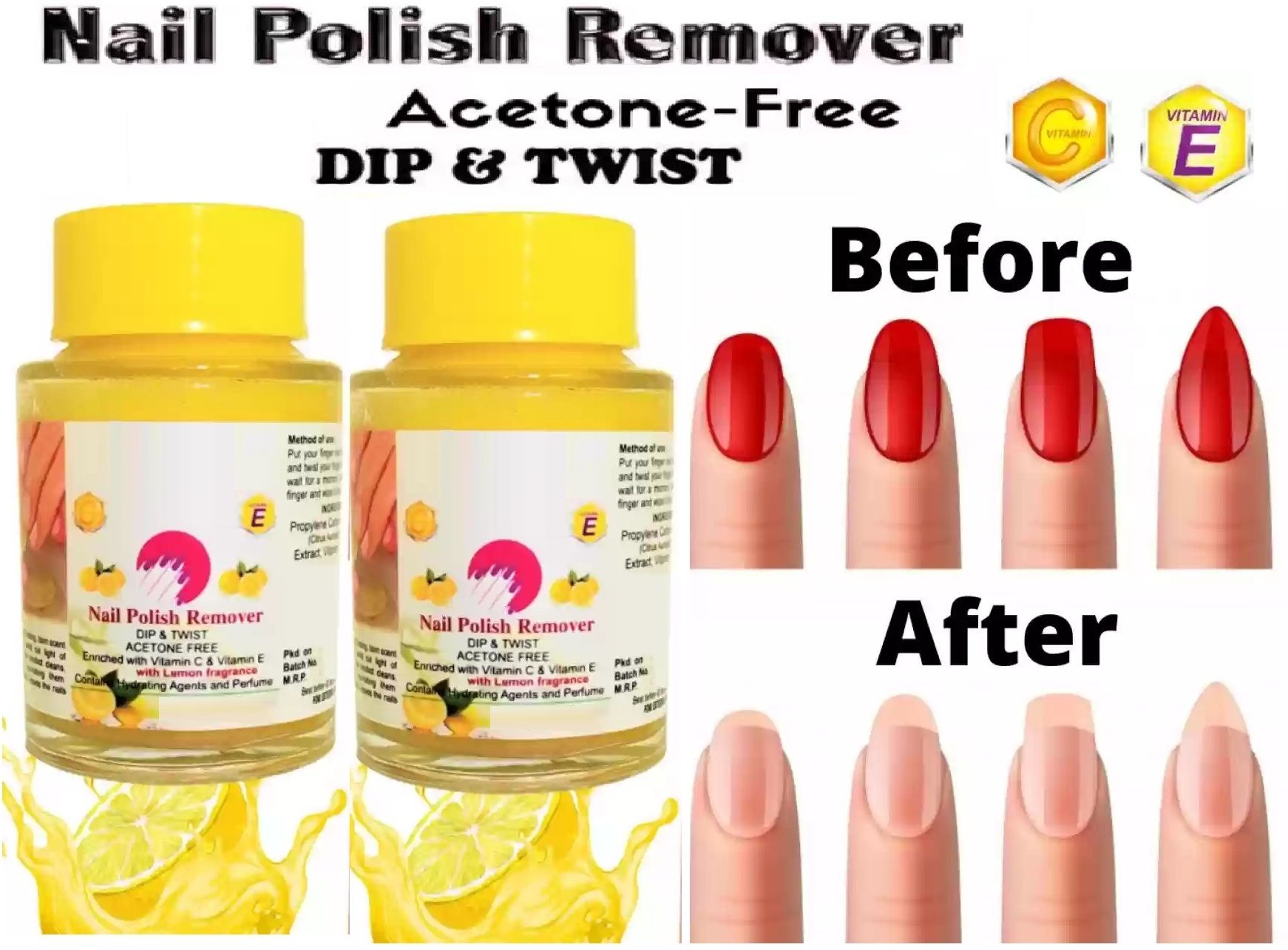 Dip & Twist Instant Nail Paint Remover with LEMON Fragrance Combo-image-45