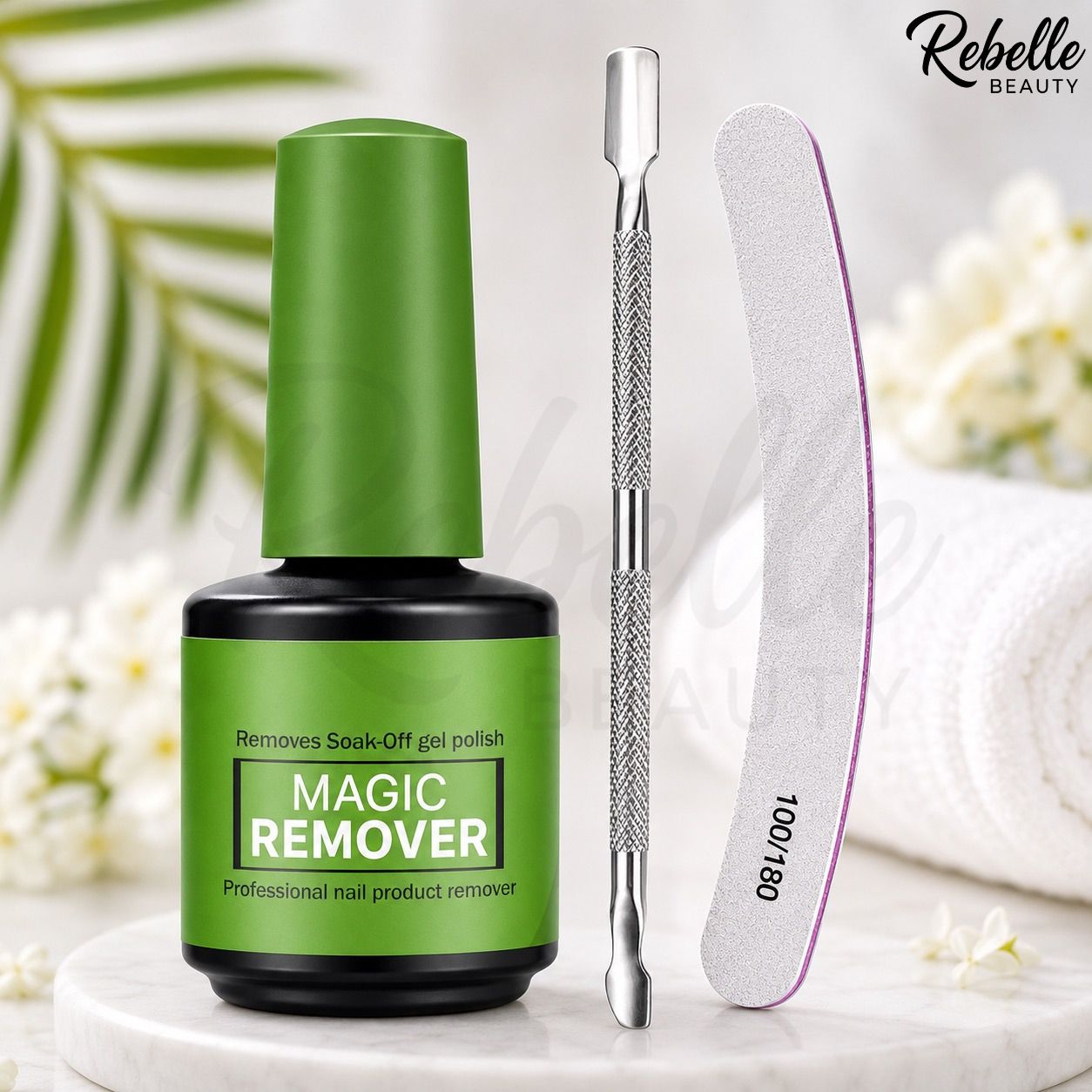 rebelle beauty Magic Gel Nail Polish Remover Kit with Nail File & Cuticle Pusher-picture-17