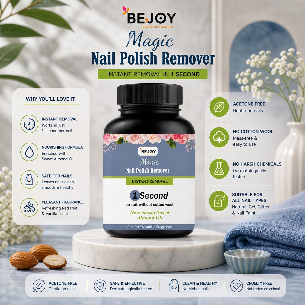 bejoy Instant Nail Polish Remover 1 Second Action with Nourishing Almond Oil-picture-10