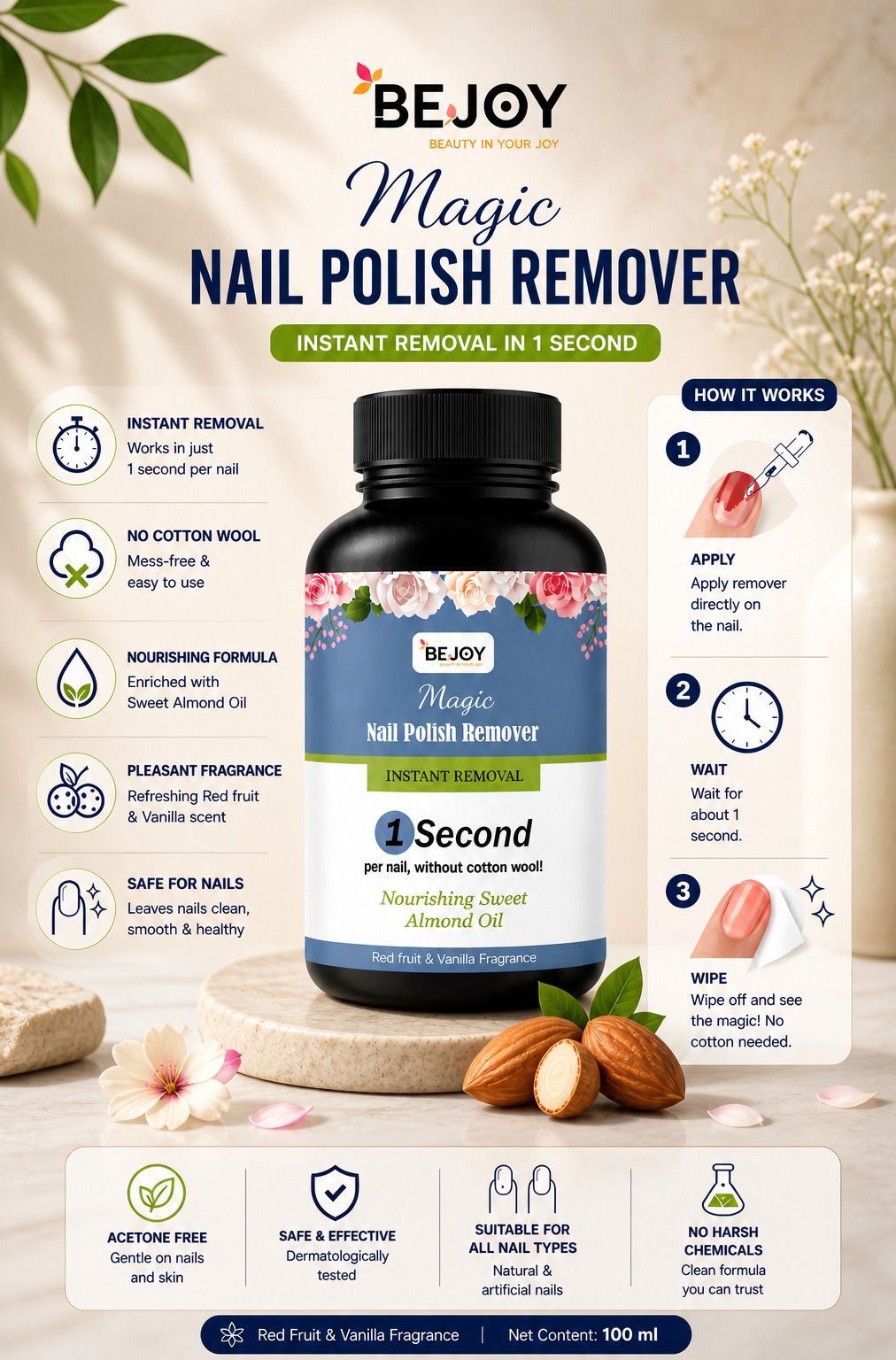 bejoy Quick Nail Polish Remover with Almond Oil & Pleasant Fragrance-picture-45