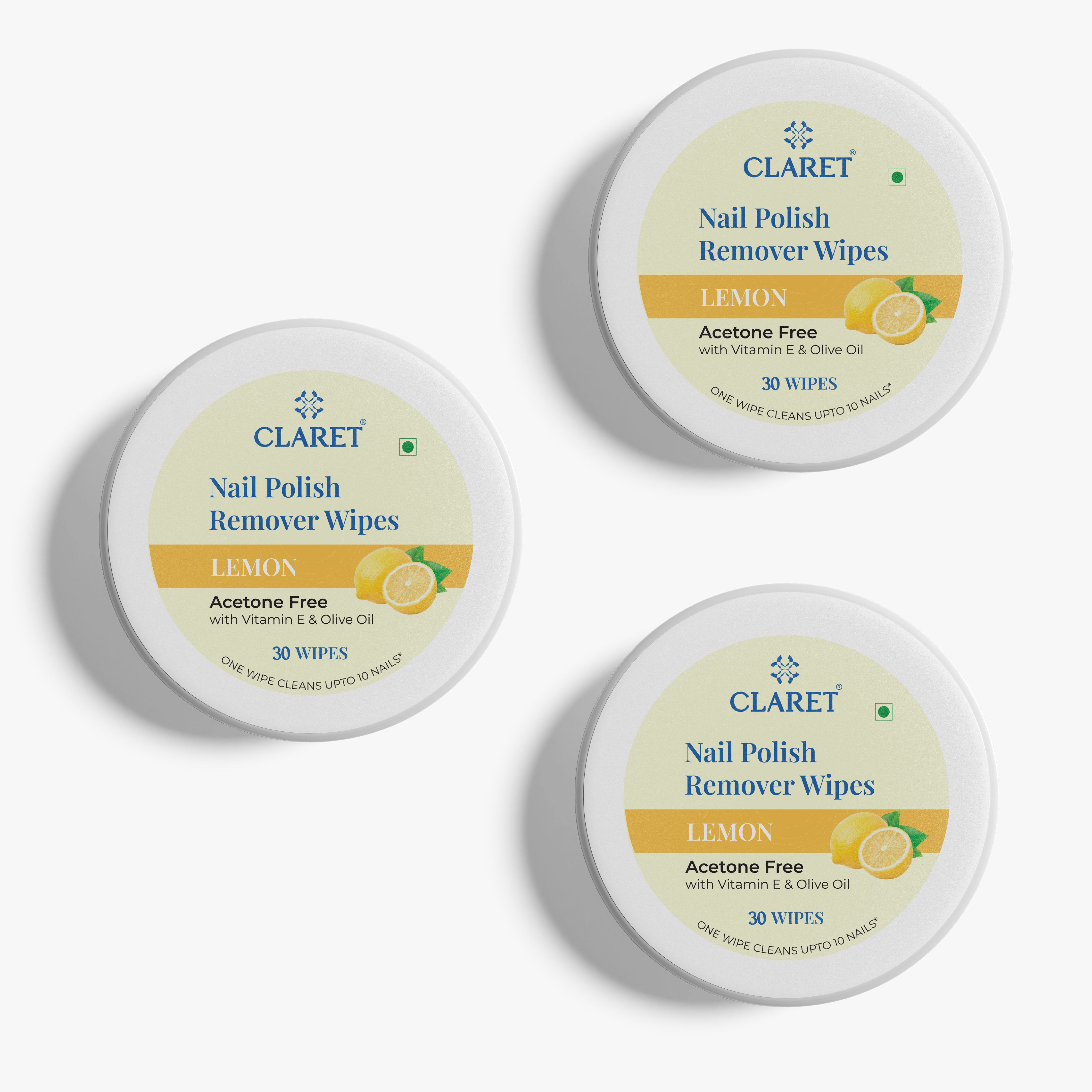 claret Lemon Nail Polish Remover Wipes, 30 Wipes Each Pack, Acetone Free | Pack of 2-picture-19