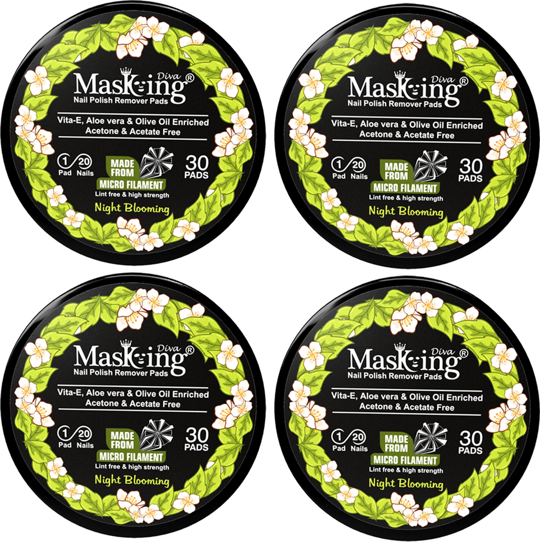 Nail Polish Remover Wipe Tissue Wet Round Pads (Night-blooming) Pack of 04